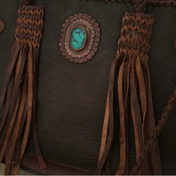 New American Darling Leather Purse with Turquoise Stone! - Picture 4 of 6